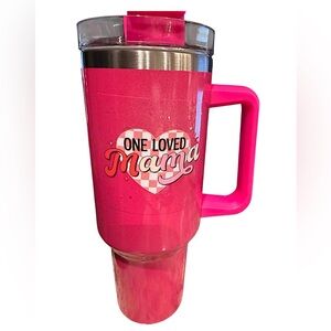 Pink Travel Mug - One Loved Mama new in box with straw